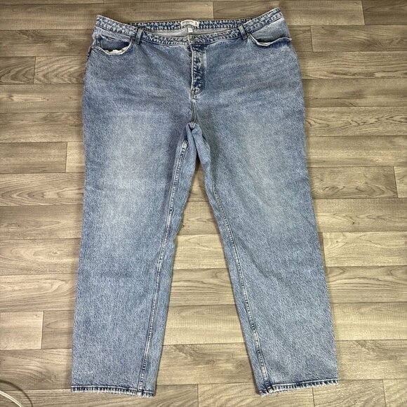 Abercrombie & Fitch Curve Love High Rise Dad Jeans Stone Wash sz 37/24 Long - Picture 3 of 8
